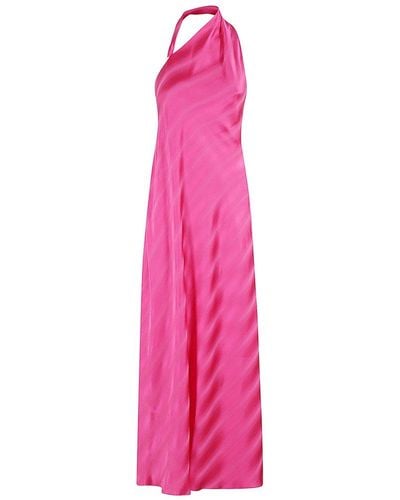 Emporio Armani One-shoulder Asymmetric Neck Satin Dress - Pink