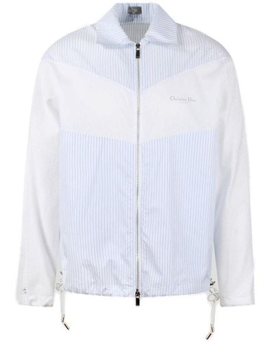 Dior Paneled Striped Zip-up Jacket - White