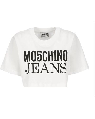 Moschino Jeans Logo-printed Crewneck Cropped T-shirt - Black