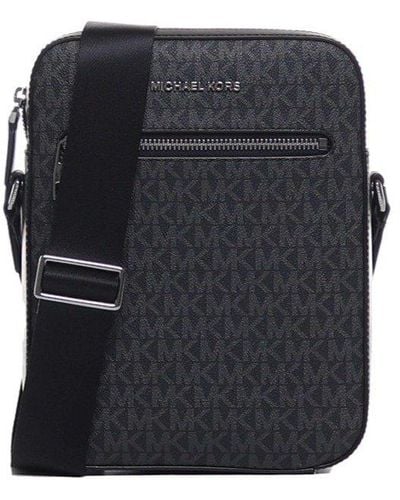 Michael Kors Varick Logo Detailed Zipped Messenger Bag - Black