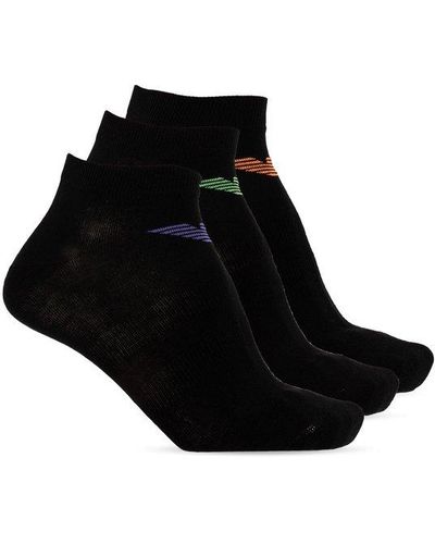 Emporio Armani Short Socks Three-pack, - Black