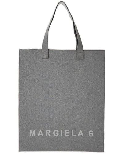 MM6 by Maison Martin Margiela Logo Printed Tote Bag - Gray