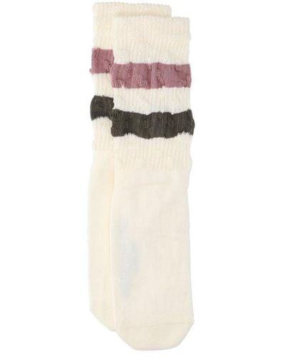 Golden Goose Striped Knit Ankle Socks - White