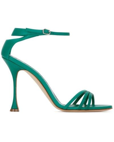 Manolo Blahnik Caracol Strapped Heeled Sandals - Green