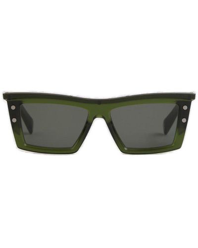 BALMAIN EYEWEAR Rectangle Frame Sunglasses - Green