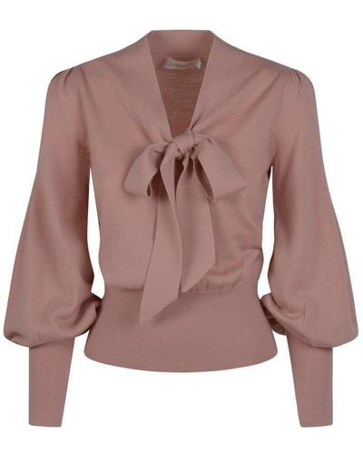 Zimmermann Tie-neck Detail Knit Sweater - Pink