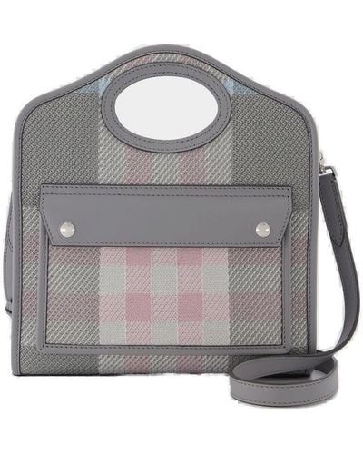 Burberry Mini Checked Pocket Bag - Grey