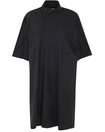 Lemaire High-neck Short Sleeved Flared Dress - Black