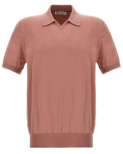 Brunello Cucinelli Knitted Shirt Polo - Pink