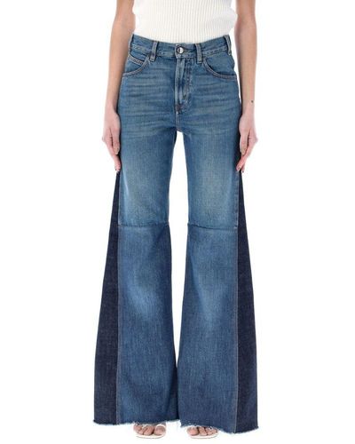 Chloé Patchwork Flared High-waisted Jeans - Blue