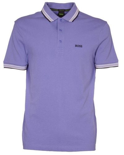 BOSS Logo Embroidered Short-sleeved Polo Shirt - Purple