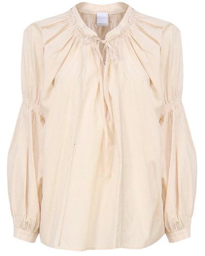 Pinko Muslin Blouse With Perforated Embroidery - Natural