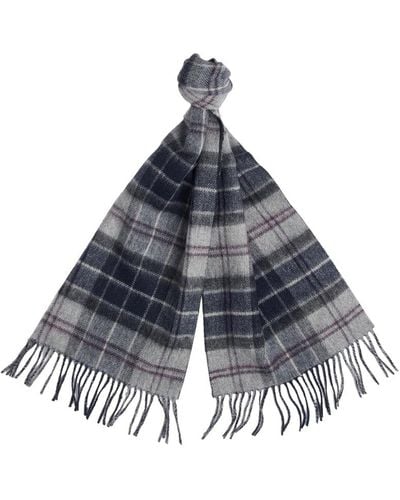 Barbour Check Pattern Fringed Edge Scarf - Blue