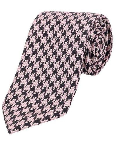 Tom Ford Check-pattern Pointed Tip Tie - White