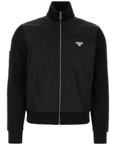 Prada Long-sleeved Zip-up Sweatshirt - Black