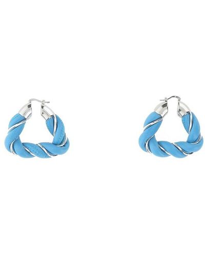 Bottega Veneta Woven Hoop Earrings - Blue