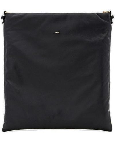Sacai Logo Detailed Zip-up Crossbody Bag - Black