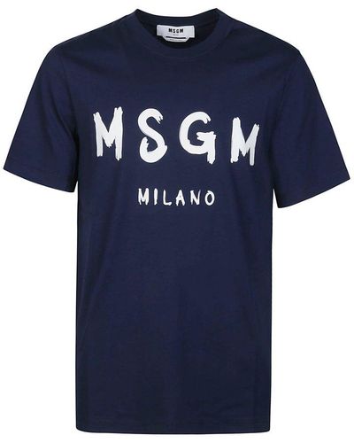 MSGM Logo Print T-shirt - Blue
