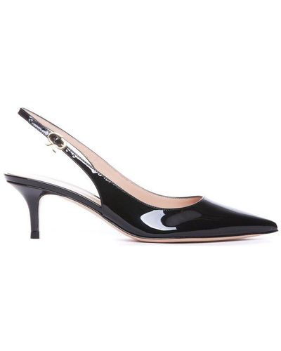 Gianvito Rossi Slingback Pointed-toe Slip-on Court Shoes - Black