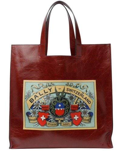 Bally Peacoat Zip Detailed Tote Bag - Red