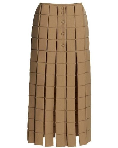 A.W.A.K.E. MODE Cut-out Detailed Padded Midi Skirt - Natural