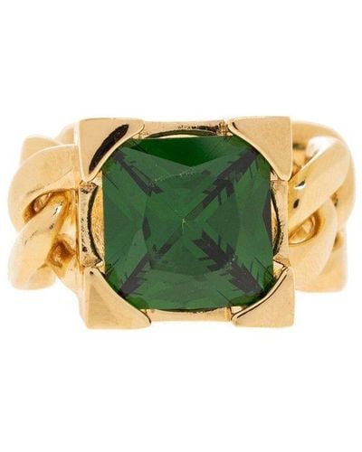 Bottega Veneta Gold Silver Ring - Green