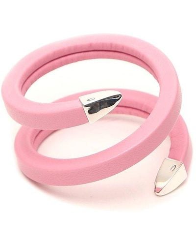 Bottega Veneta Coiled Raffia Cuff Bracelet - Pink
