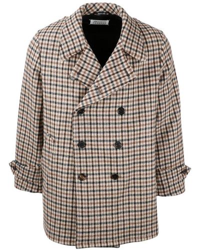 Maison Margiela Checked Double Breasted Jacket - Brown
