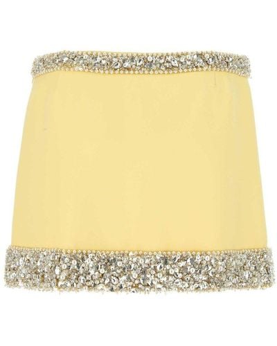 Miu Miu A-line Embellished Mini Skirt - Yellow