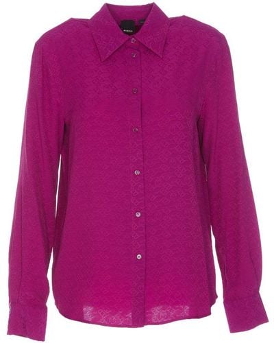 Pinko Logo Jacquard Buttoned Shirt - Purple