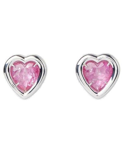 Ambush Heart Stone Earrings - Pink