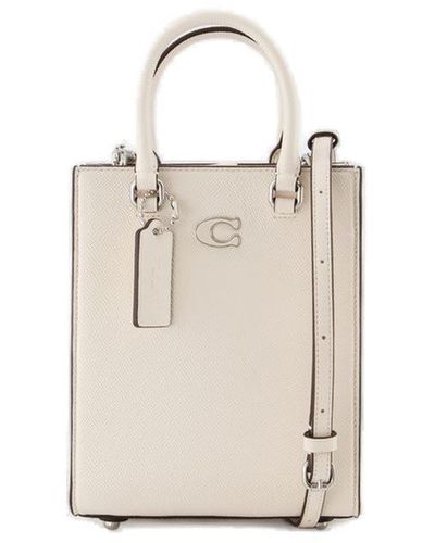 COACH Logo Plaque Tote Bag - White