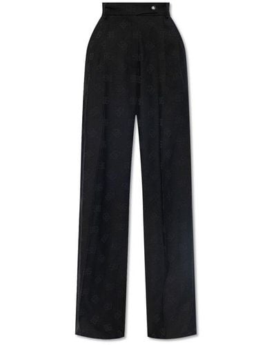 Dolce & Gabbana Monogrammed Pleat-front Pants, - Black