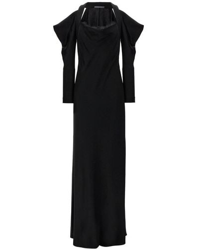 Alberta Ferretti Long Satin Dress Dresses Black