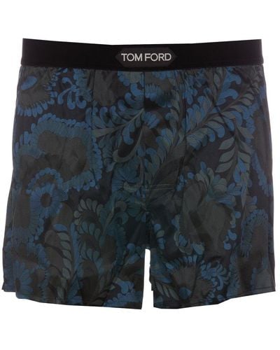 Tom Ford Graphic Printed Logo Waistband Boxers - Blue