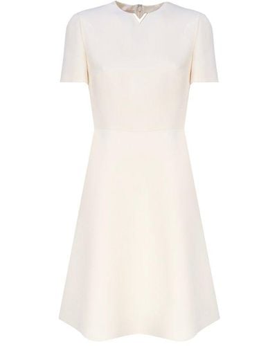 Valentino Vlogo Crewneck Flared Dress - White