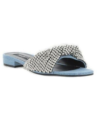 Sergio Rossi Embellished Flat Sandals - Blue