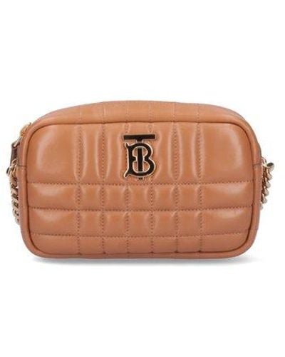 Burberry Logo Plaque Mini Lola Quilted Crossbody Bag - Brown