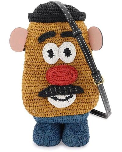Anya Hindmarch 'mr Potato Head' Raffia Crossbody Bag - Natural
