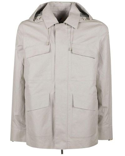 K-Way Erhal Concealed Fastened Hooded Jacket - Grey