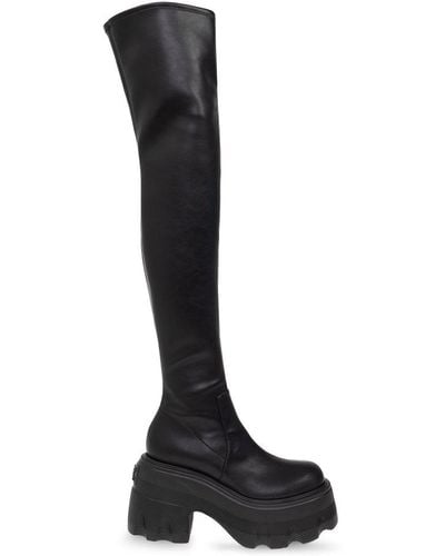 Casadei 'maxxxi' Platform Boots In Leather - Black