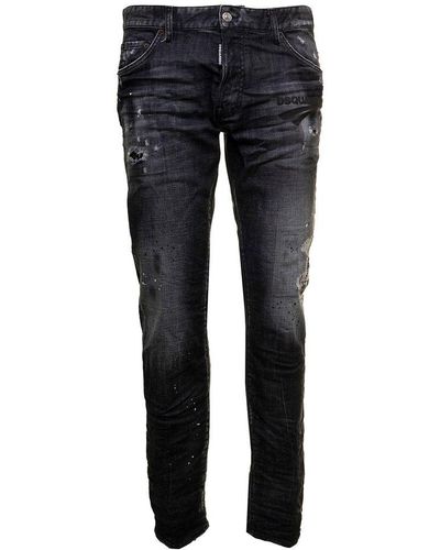 DSquared² Cool Guy Gray Denim Jeans With Ripped Inserts Dquared2 Man - Blue