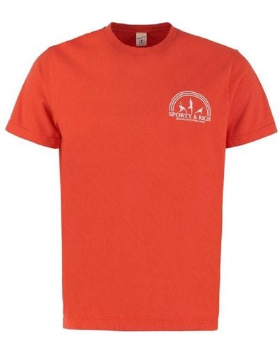 Sporty & Rich Logo Print Crewneck T-shirt - Red