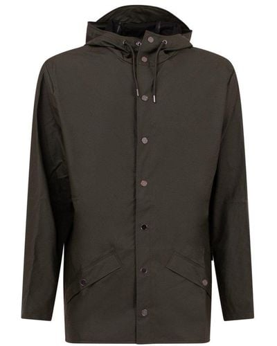 Rains Drawstring Hooded Jacket - Gray