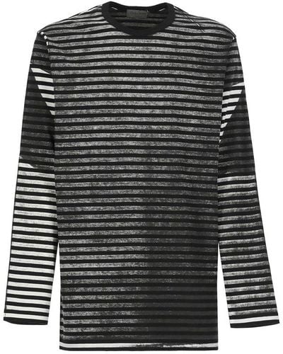 Yohji Yamamoto Striped Long-sleeved T-shirt - Black