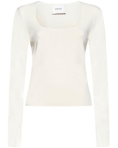 Rohe Seamless Square-neck Knitted Jumper - White
