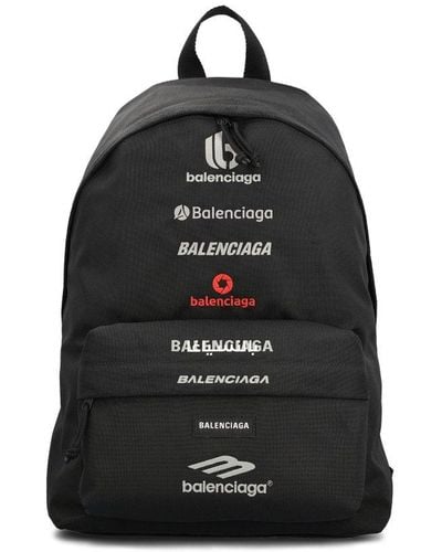 Balenciaga Explorer Logo Detailed Backpack - Black