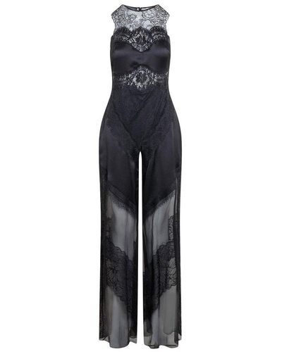 Alberta Ferretti Lace Paneled Sleeveless Jumpsuit - Black