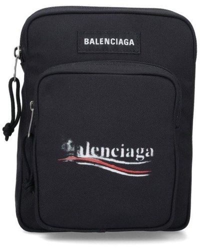 Balenciaga Explorer Political Campaign Printed Messenger Bag - Black