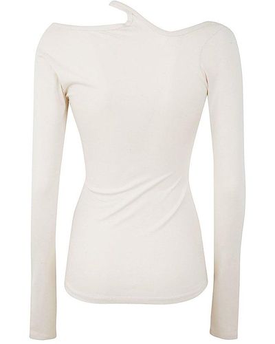 Low Classic Cut-out Detail Long Sleeve Top - White